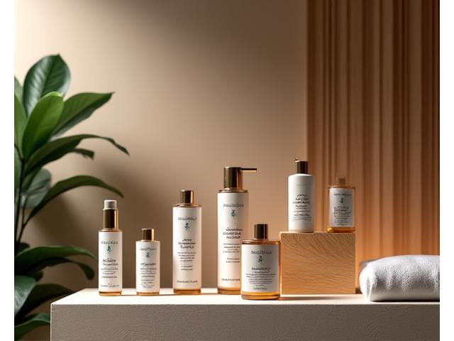 Interieur van een luxe spa met huidverzorgingsartikelen, symbool voor salonbenodigdheden.